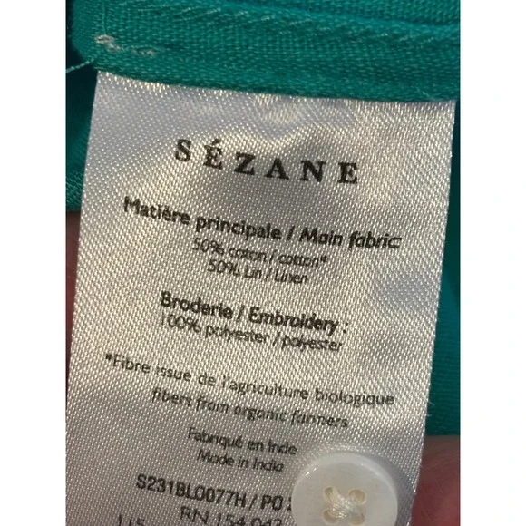 Sezane Antika Green Top Size 42 (US 10), French girl, romantic, embroidered - Picture 6 of 6